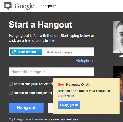 hangouts on air iphone