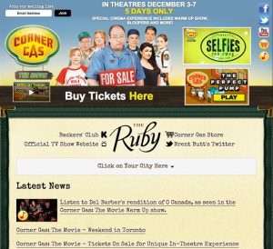 Screen grab of the Corner Gas: The Movie website