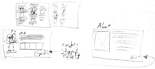 Pencil sketches of wireframes