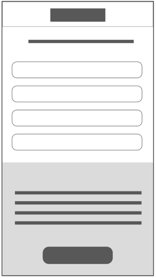 A digital wireframe of a mobile website