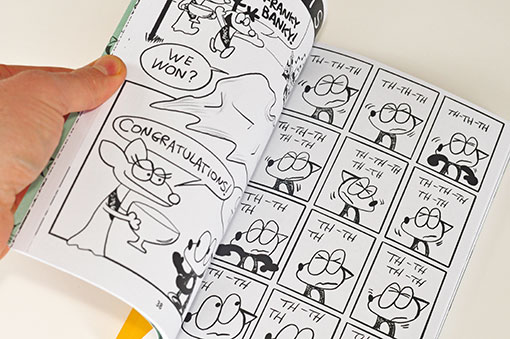 A graphic novel opened to a random page