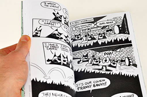 A graphic novel opened to a random page